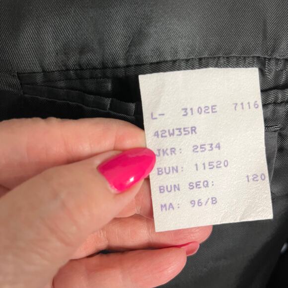 Franco Tassi Wool Double Breasted Navy Blue Pinstripe Jacket 35R Career Flawed - Picture 12 of 12